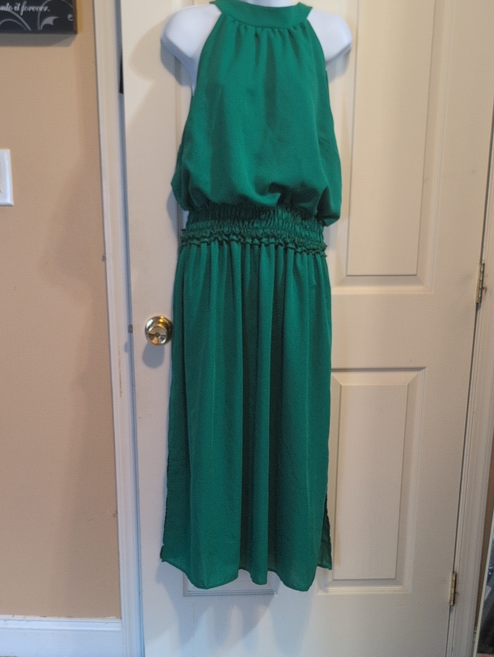 Green Halter Maxi Dress with Smocked Waist